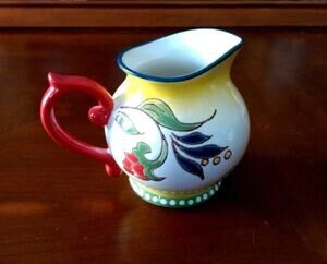 Dutch Wax Milk Server / Milk Jug - Cream Jug - Yellow Blue Red